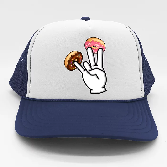 ASL Hand Sign Langauge Number 7 With Donuts Trucker Hat