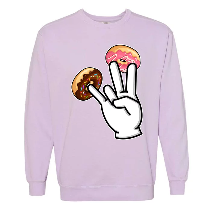 ASL Hand Sign Langauge Number 7 With Donuts Garment-Dyed Sweatshirt