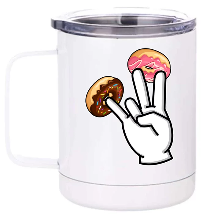 ASL Hand Sign Langauge Number 7 With Donuts Front & Back 12oz Stainless Steel Tumbler Cup