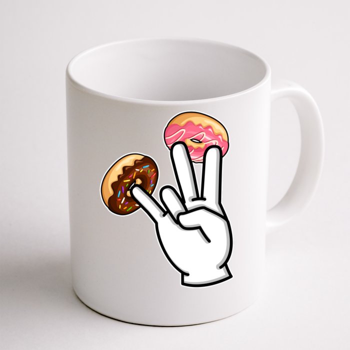 ASL Hand Sign Langauge Number 7 With Donuts Front & Back Coffee Mug