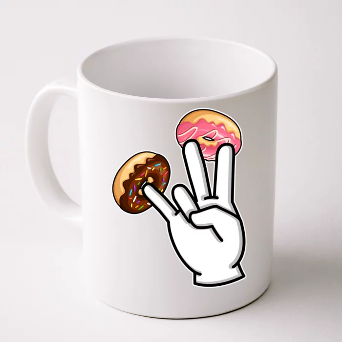 ASL Hand Sign Langauge Number 7 With Donuts Front & Back Coffee Mug