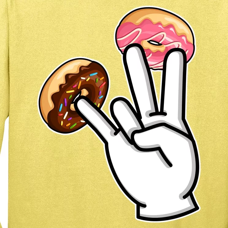 ASL Hand Sign Langauge Number 7 With Donuts Long Sleeve Shirt