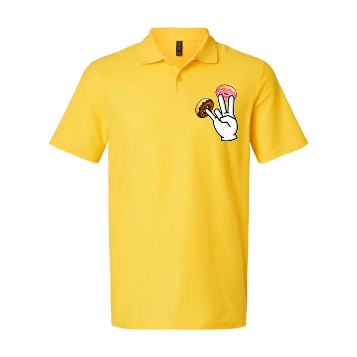 ASL Hand Sign Langauge Number 7 With Donuts Softstyle Adult Sport Polo