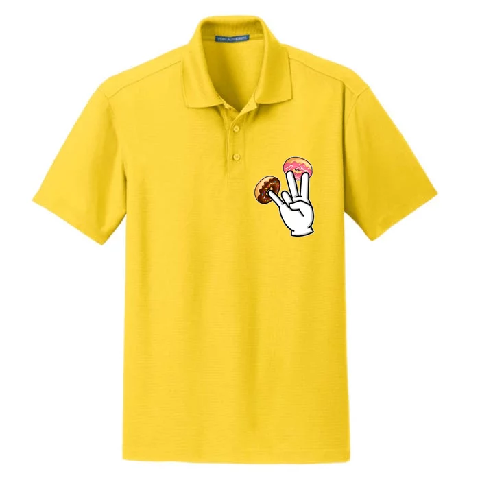 ASL Hand Sign Langauge Number 7 With Donuts Dry Zone Grid Performance Polo