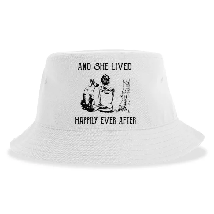 And She Lived Happily Ever After Funny Dogs Sustainable Bucket Hat