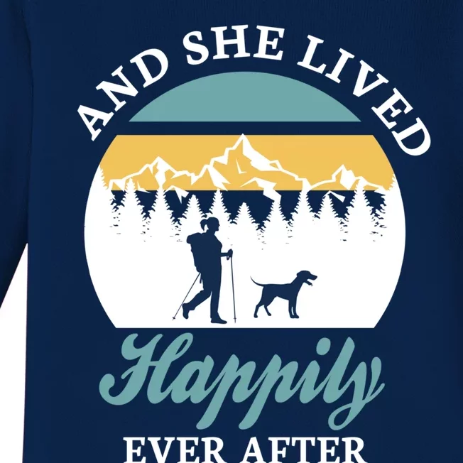 And She Lived Happily Ever After Trekking Hiking With Dogs Cool Gift Baby Long Sleeve Bodysuit