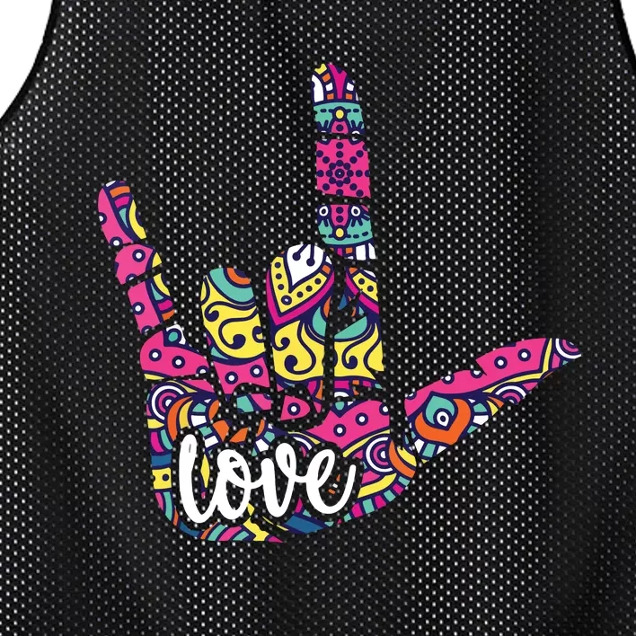 ASL Sign Language I Love You American Sign Language Gift Mesh Reversible Basketball Jersey Tank