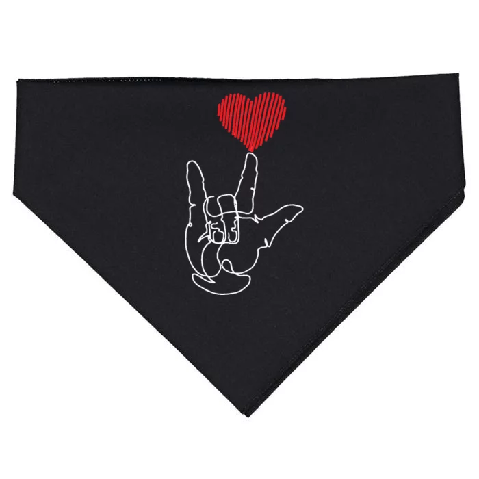 American Sign Language ASL Love USA-Made Doggie Bandana