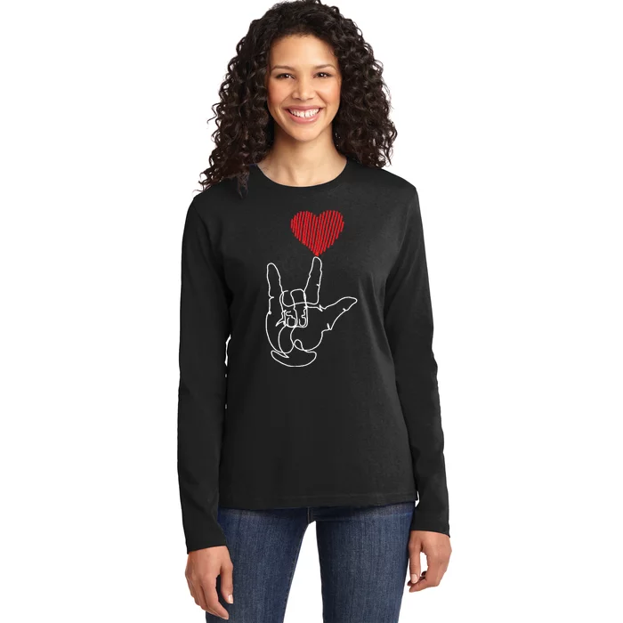 American Sign Language ASL Love Ladies Long Sleeve Shirt