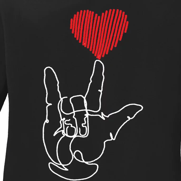 American Sign Language ASL Love Ladies Long Sleeve Shirt