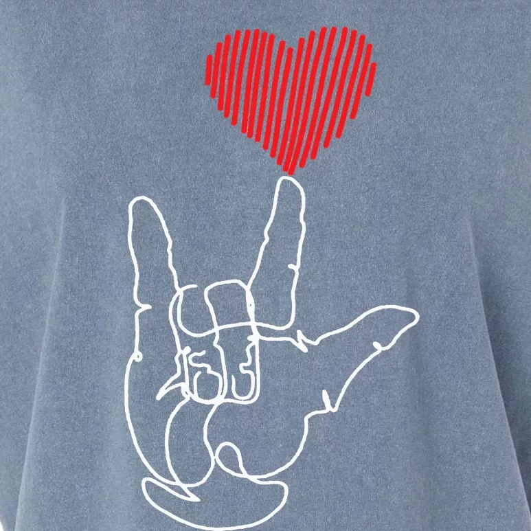 American Sign Language ASL Love Garment-Dyed Women's Muscle Tee