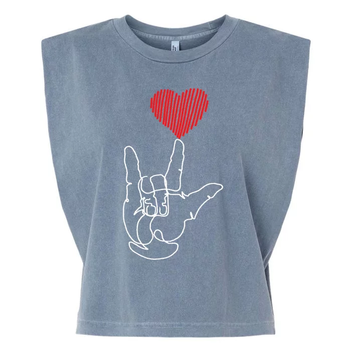 American Sign Language ASL Love Garment-Dyed Women's Muscle Tee