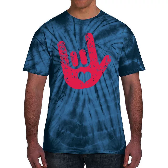 ASL Sign Language I Love You Sign Tie-Dye T-Shirt