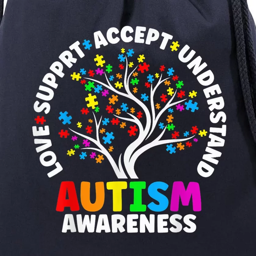 Autism Shirt Love Accept Support Autistic Autism Awareness Drawstring Bag