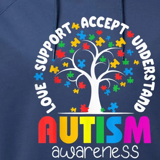 Autism Shirt Love Accept Support Autistic Autism Awareness Performance Fleece Hoodie