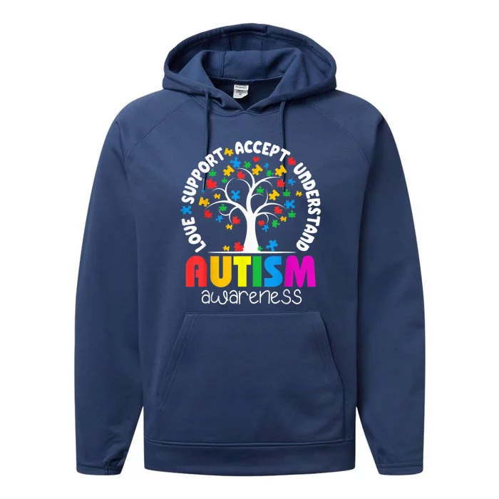 Autism Shirt Love Accept Support Autistic Autism Awareness Performance Fleece Hoodie