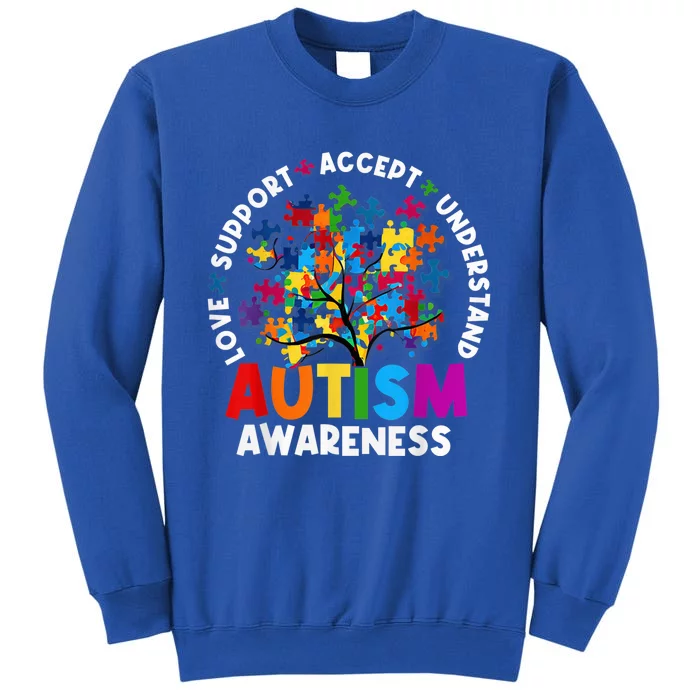 Autism Shirt Love Accept Support Autistic Autism Awareness Tall Sweatshirt