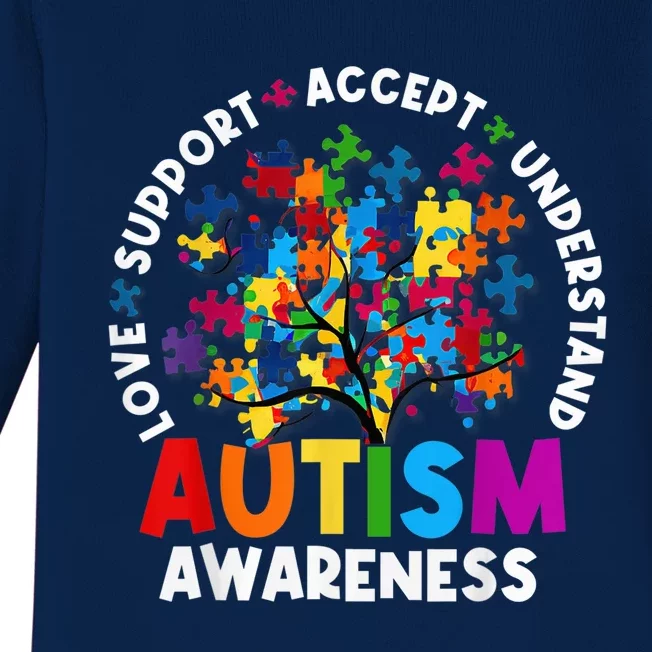 Autism Shirt Love Accept Support Autistic Autism Awareness Baby Long Sleeve Bodysuit