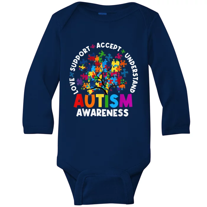 Autism Shirt Love Accept Support Autistic Autism Awareness Baby Long Sleeve Bodysuit