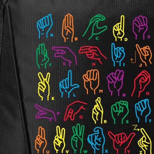 Abc Sign Language Chart Teacher Hand Letter Alphabet Asl City Backpack