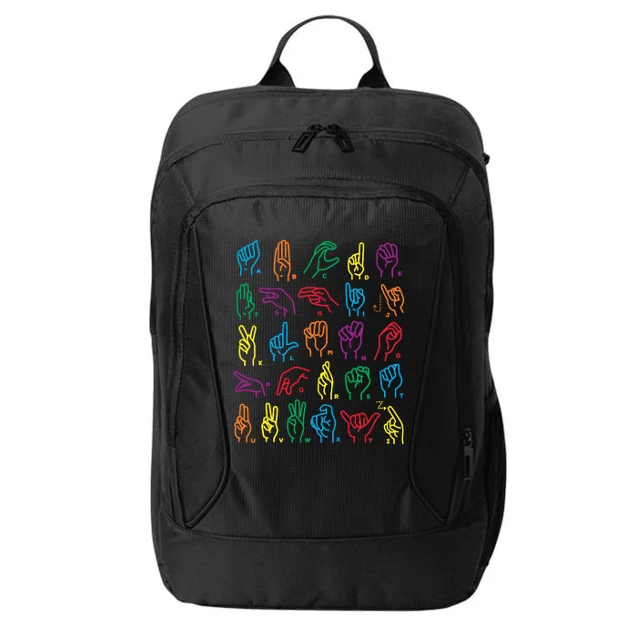 Abc Sign Language Chart Teacher Hand Letter Alphabet Asl City Backpack