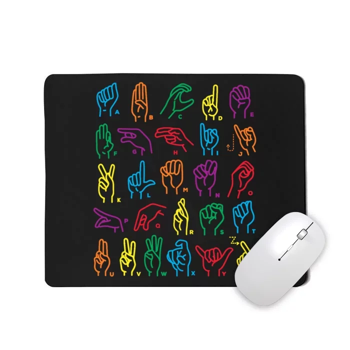 Abc Sign Language Chart Teacher Hand Letter Alphabet Asl Mousepad