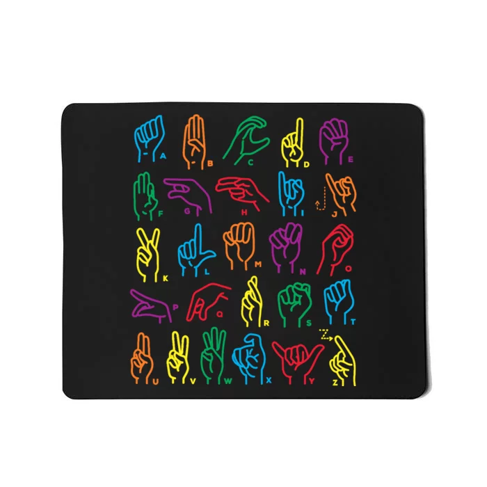 Abc Sign Language Chart Teacher Hand Letter Alphabet Asl Mousepad