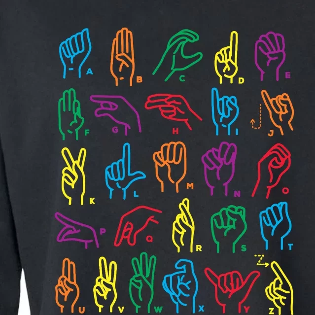 Abc Sign Language Chart Teacher Hand Letter Alphabet Asl Cropped Pullover Crew