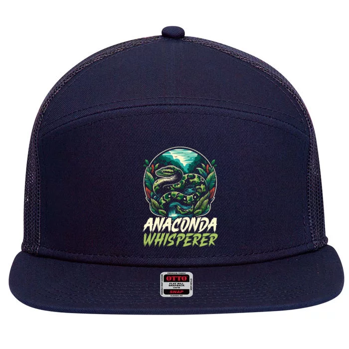 Anaconda Snake Lover Reptile Boa Serpent Snake Whisperer Gift 7 Panel Mesh Trucker Snapback Hat