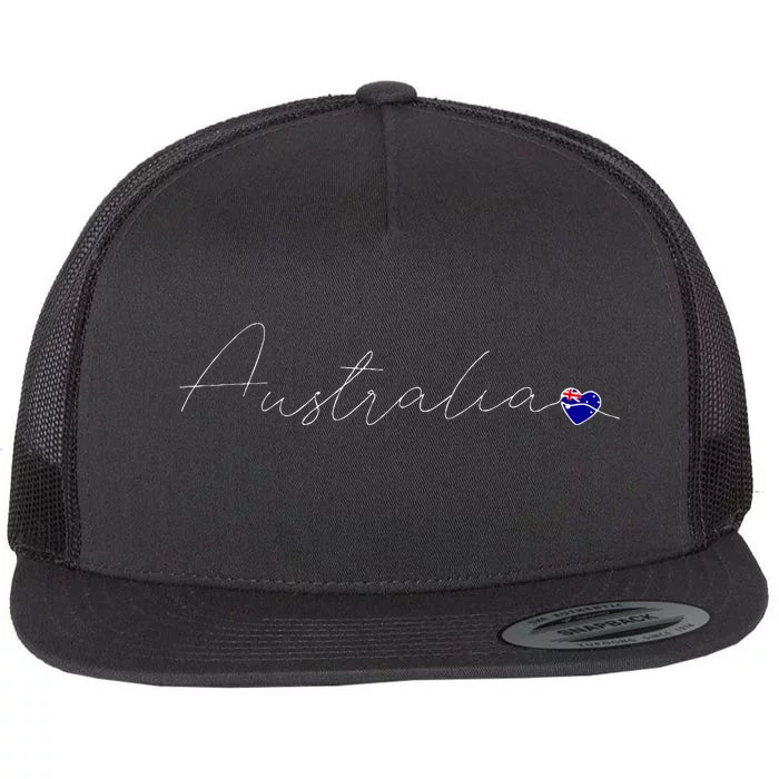 Australia Simple Love Australian Flag Heart On Australia Flat Bill Trucker Hat