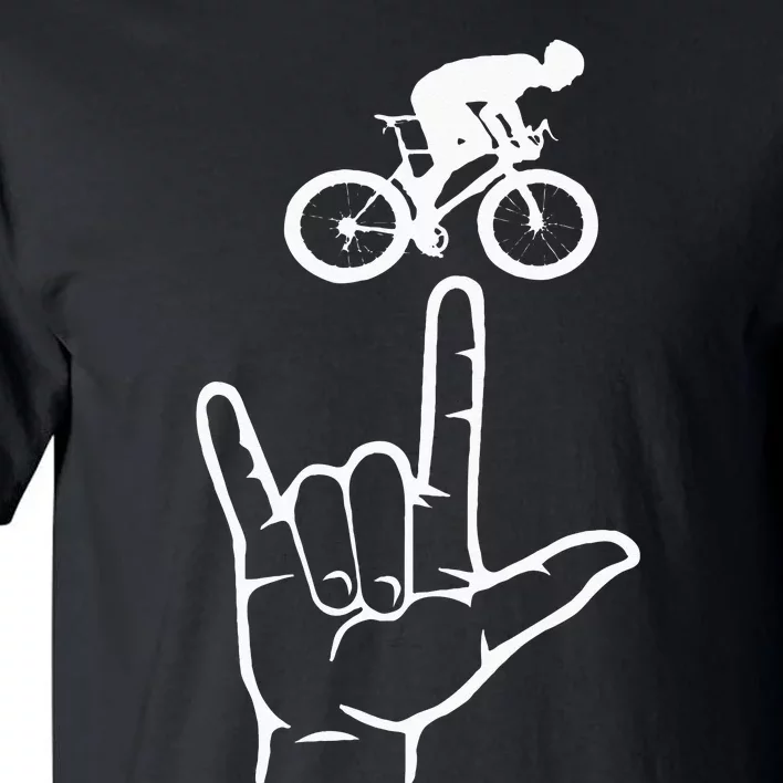 ASL Sign Language Cycling Sport I Love You Hand Heart Tall T-Shirt