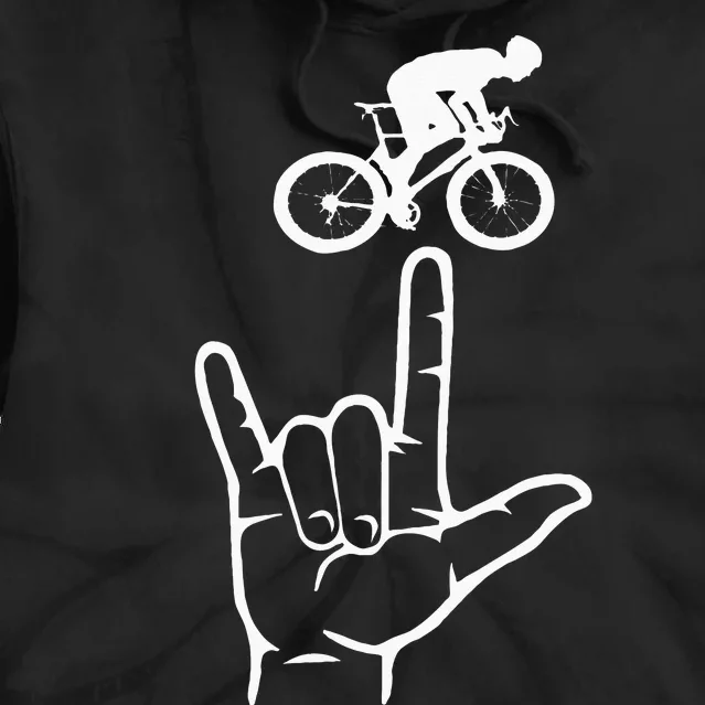 ASL Sign Language Cycling Sport I Love You Hand Heart Tie Dye Hoodie