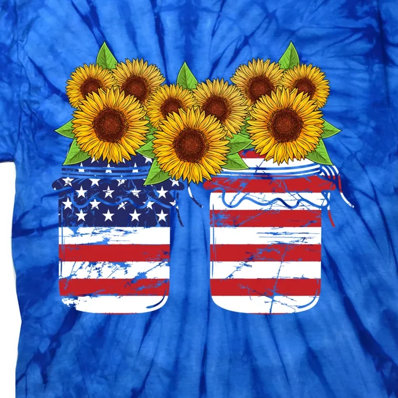 America Sunflowers Love American Patriot Stars And Stripes Cute Gift Tie-Dye T-Shirt