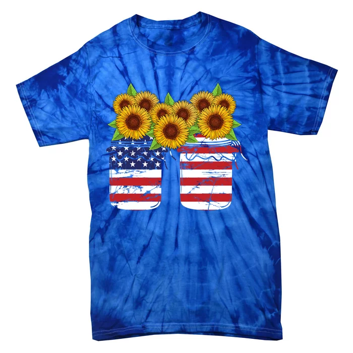 America Sunflowers Love American Patriot Stars And Stripes Cute Gift Tie-Dye T-Shirt