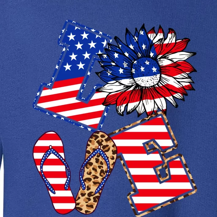 America Sunflowers Love American Patriot Stars And Stripes Gift Toddler Sweatshirt