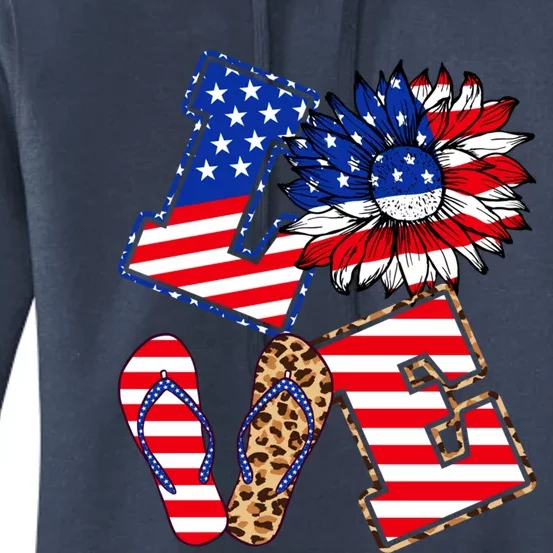 America Sunflowers Love American Patriot Stars And Stripes Gift Women's Pullover Hoodie