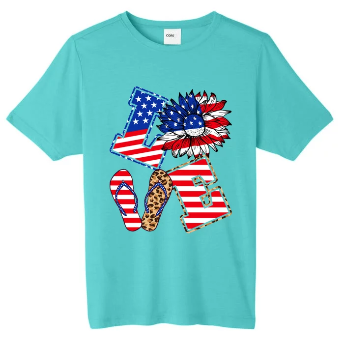 America Sunflowers Love American Patriot Stars And Stripes Gift ChromaSoft Performance T-Shirt