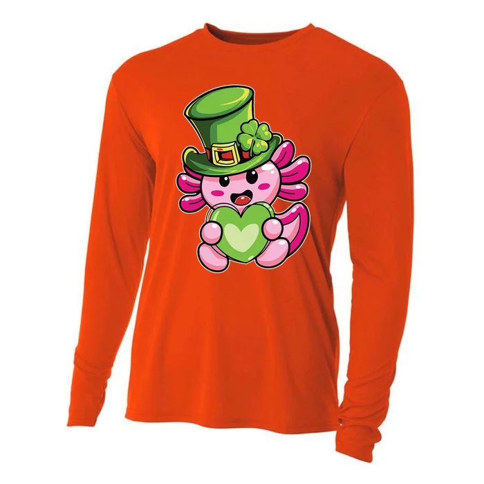 Axolotl Saint Leprechaun St Patrick Day Cooling Performance Long Sleeve Crew