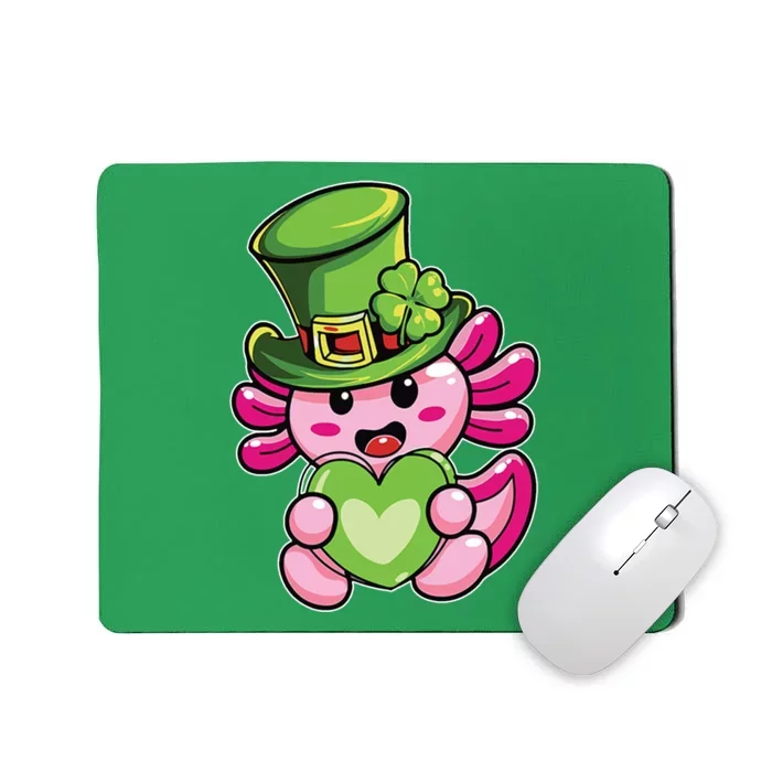 Axolotl Saint Leprechaun St Patrick Day Mousepad