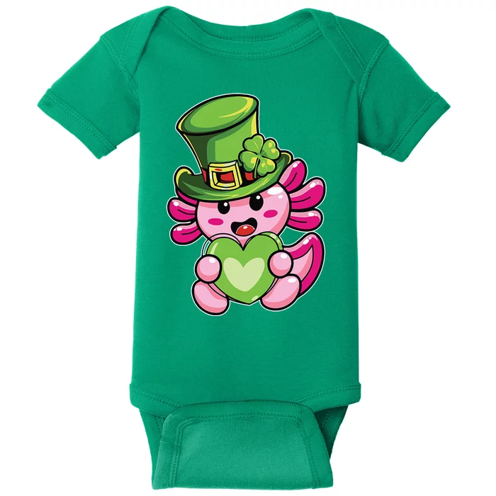 Axolotl Saint Leprechaun St Patrick Day Baby Bodysuit