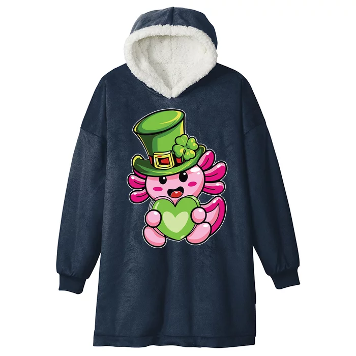 Axolotl Saint Leprechaun St Patrick Day Hooded Wearable Blanket