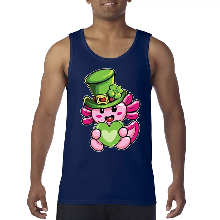 Axolotl Saint Leprechaun St Patrick Day Tank Top