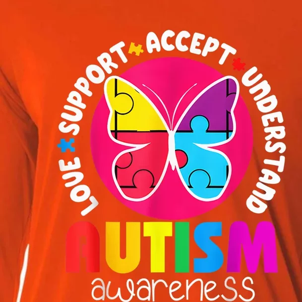 Autism Shirt Love Accept Support Autistic Autism Awareness Cooling Performance Long Sleeve Crew