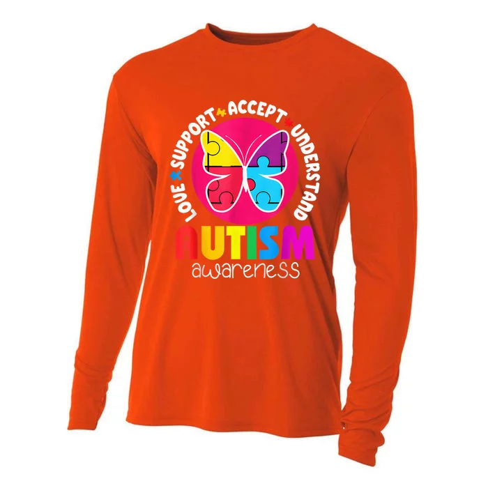 Autism Shirt Love Accept Support Autistic Autism Awareness Cooling Performance Long Sleeve Crew