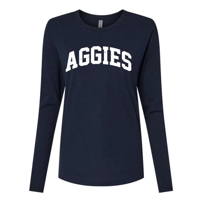 Aggies Sports Logo Womens Cotton Relaxed Long Sleeve T-Shirt