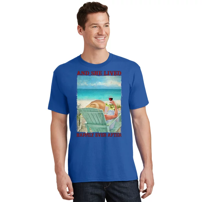 And She Lived Happily After Ever Summer Vibes Beach Vacay Funny Gift T-Shirt