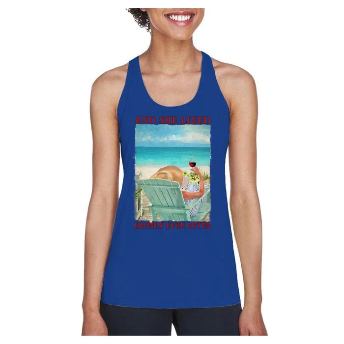 And She Lived Happily After Ever Summer Vibes Beach Vacay Funny Gift Women's Racerback Tank