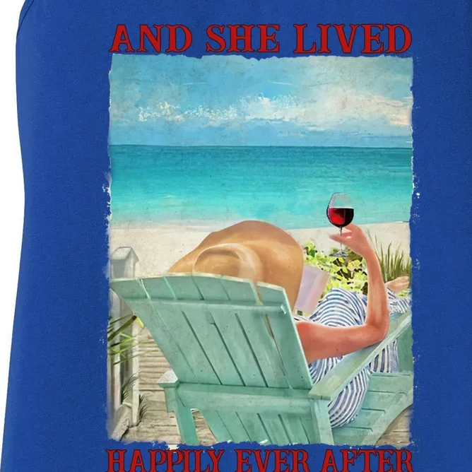 And She Lived Happily After Ever Summer Vibes Beach Vacay Funny Gift Women's Racerback Tank