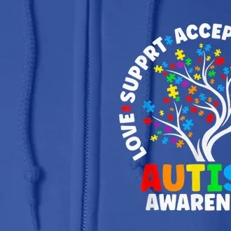 Autism Shirt Love Accept Support Autistic Autism Awareness Full Zip Hoodie