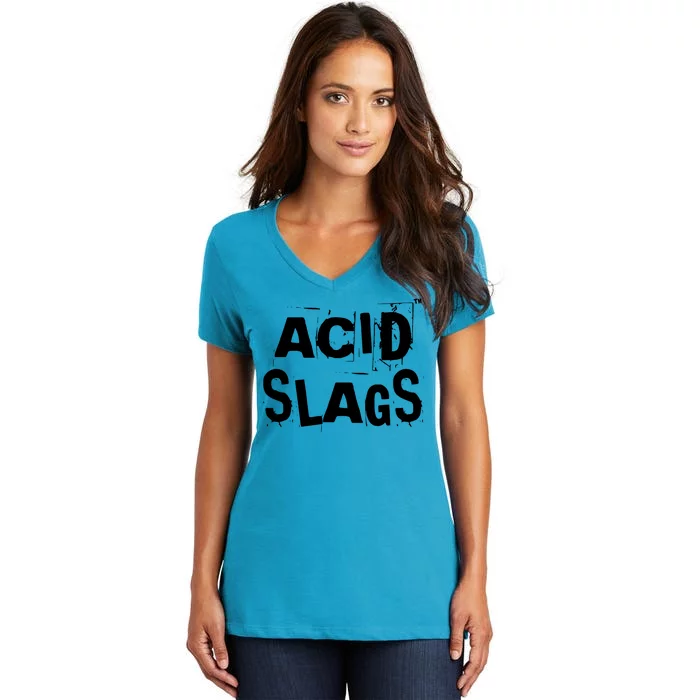 ACID SLAGS Logo Women's V-Neck T-Shirt